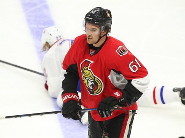 Mark Stone of the Ottawa Senators against the Montreal Canadiens during second period action.