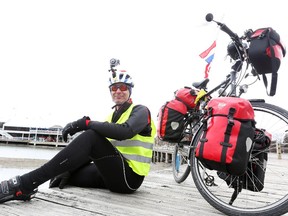 Michael Van Beek is a Dutch man, cycling across Canada following Terry Fox's marathon of hope. He's doing this in order to raise awareness for sarcoidosis.   (Jean Levac/ Ottawa Citizen)