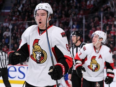 Mark Stone #61 of the Ottawa Senators in Game Two of the Eastern Conference Quarterfinals during the 2015 NHL Stanley Cup Playoffs at the Bell Centre on April 17, 2015 in Montreal, Quebec, Canada.