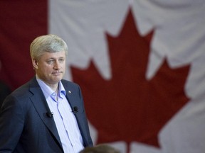 Prime Minister Stephen Harper makes an announcement during a visit to a school in North Vancouver, B.C. Tuesday, April 7, 2015.