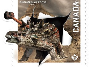 One of the new Canada Post 'dino-stamps'.