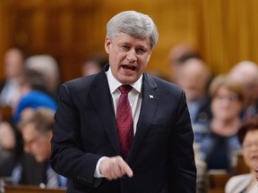 Prime Minister Stephen Harper answers a question during question period in the House of Commons on Parliament Hill in Ottawa on Wednesday, April 22, 2015.