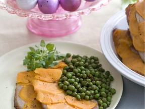 This March 10, 2014 photo shows glazed sweet potato stuffed ham in Concord, N.H.