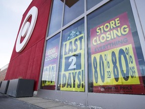 Today, April 2nd, marks that last day of liquidation sales at the last open Target store in Ottawa. (Graeme Murphy / Ottawa Citizen)