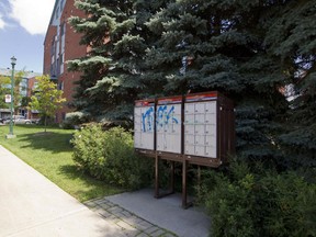 A community mailbox on 36th Avenue in Lachine, Montreal, Saturday, August 23, 2014.  West Island mayors are pushing back on Canada Post's announcement that it will cut door-to-door mail delivery in the area early next year..