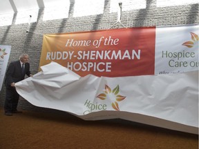 Hospice Care Ottawa announced one of the largest gifts ever received by a Hospice in Ontario in 2013. Philanthropists William Shenkman (left) and John Ruddy donated $1,000,000 to put their names on the new Hospice to be built at the site of a former church on McCurdy Drive in Kanata.
