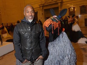 Nick Cave with one of his horse soundsuits from the performance in Grand Central Terminal in New York in 2013. (Mike Coppola, Getty images)