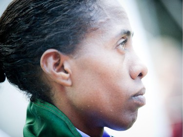 Aberu Zennebe was the first woman to finish the marathon at Tamarack Ottawa Race Weekend, Sunday, May 24, 2015.