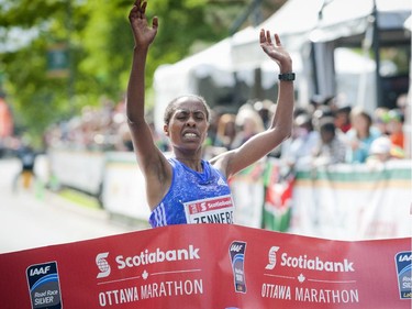 Aberu Zennebe was the first woman to finish the marathon at Tamarack Ottawa Race Weekend, Sunday, May 24, 2015.