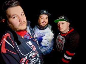 A Tribe Called Red, from left, 2oolman, Bear Witness and DJ NDN.  (Handout photo by Falling Tree Photography)