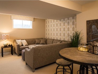In the Vail 2’s finished basement area, there is room for a massive sectional and a bistro dining area.