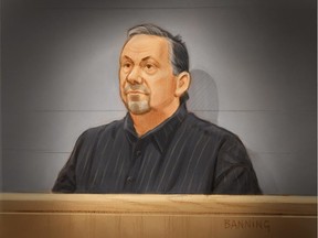 Chris Hoare, seen here in a sketch is on trial for the attempted murder of his wife. Hoare sketch was done while he was in court Wednesday May 6, 2015.