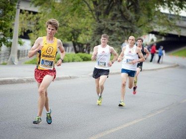 Eric Wynands , far left, was one of the top runners in the 5K at Tamarack Ottawa Race Weekend Saturday May 23, 2015.