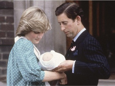 FILE - In this June 22, 1982, file photo, Britain's Prince Charles, Prince of Wales, and wife Princess Diana take home their newborn son Prince William, as they leave St. Mary's Hospital in London. It was announced on Monday, July 22, 2013, in London that Kate, Duchess of Cambridge and her husband Prince William, the Duke of Cambridge, gave birth to a boy weighting 8lbs 6 oz.