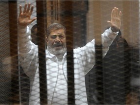 An Egyptian court has sentenced former President Mohammed Morsi to death over a mass prison break in 2011. Egypt's deposed Islamist president Mohamed Morsi waves from inside the defendants cage during his trial at the police academy in Cairo on January 8, 2015. An Egyptian court is to deliver a verdict on April 21 in the trial of Morsi and 14 others charged with inciting the killing of protesters, judicial officials said.
