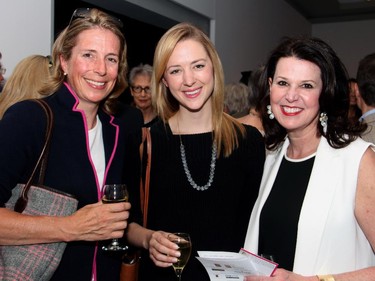 From left, freelance writer Hattie Klotz with Gillian Frackelton and Vicki Heyman, wife of U.S. Ambassador Bruce Heyman, on Thursday, May 21, 2015, at the Ottawa Art Gallery's annual fundraising auction of 65 original works by emerging and established artists.