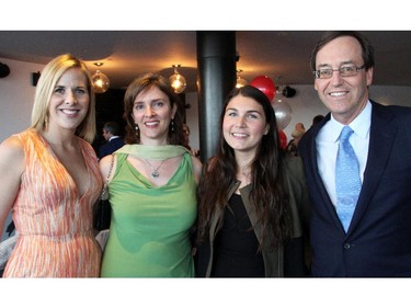 From left, Marlene Floyd, founding chair of Dress for Success, with lawyers Margot Patterson, Alexandra Frederick and Tom Houston from sponsor Dentons Canada LLP at the VIP reception for the Stepping Out! fundraiser held at Lago on Thursday, May 28, 2015.