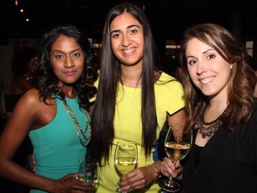From left, Vandana Kattar, Gurveen Chadha and Julie Savard were among the hundreds of attendees of the 5th annual Stepping Out fundraiser held at Lago on Thursday, May 28, 2015, for Dress for Success,.