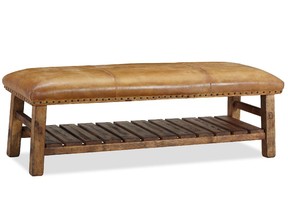 Caden Leather bench at potterybarn.com.