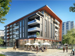 The first condo building released is six storeys and simply called O. Its modern design is predominantly cement board panels and features a ‘signature brow’ looking out to the Ottawa River. The north side will house ground-floor retail, while the south side offers two-storey lofts with private terraces.