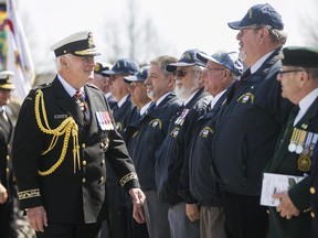 Governor General David Johnston arrives to a ceremony honouring the National Battle of the Atlantic took place at the National War Memorial in Ottawa, May 3, 2015.