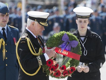 Gov. Gen. David Johnston lays a wreath at a ceremony honouring those lost in the Battle of the Atlantic campaign.
