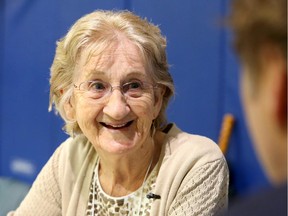 Helen Synek has been a day program worker at The Caldwell Family Centre for 30 years and, at 74 years of age, has no plans of retiring anytime soon. She was honoured with speeches, flowers and plenty of hugs at a small ceremony marking her 30 years of service at the centre Monday.