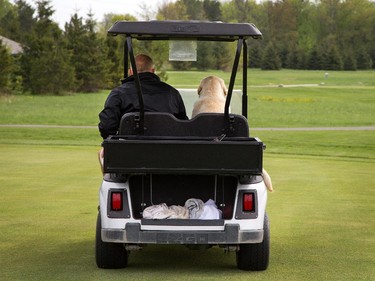 Stuart Bradshaw with his dog Tucker (seen here) at Camelot Golf and Country Club,