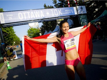 Lanni Marchant of Canada was the first Canadian woman to finish the 10K race at Tamarack Ottawa Race Weekend Saturday, May 23, 2015.