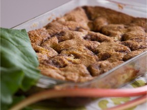 The time-honoured recipe for Lunar Rhubarb Cake calls for 2 cups (500 mL) of chopped rhubarb, but many cooks add more.