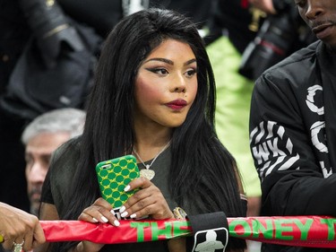 Lil' Kim attends the Floyd Mayweather media workout at Mayweather Boxing Club on Tuesday, April 14, 2015 in Las Vegas.