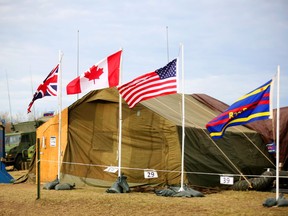 The view outside of the exercise command post prior to the launch of Exercise Maple Resolve 15 at the Canadian Manoeuvre Training Center, Camp Wainwright, Alberta, April 30, 2015. The multi-national exercise, conducted annually by the Canadian Army, is a three-week high-readiness validation exercise for Canadian Army elements designated for domestic or international operations. This year, the 1st Canadian Army Division and the 5th Canadian Mechanized Battle Group (5 CMBBG) are being supported by the British 12th Armoured Infantry Brigade, various U.S. Army elements, and for the first time, members of  I MEF’s 1st ANGLICO who bring a unique capability to the table. (U.S. Marine Corps photo by Cpl. Owen Kimbrel)