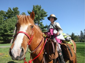 Megan Lewis is riding her horse Lady across North America to raise money for Challenge Aid. May 7, 2015 (Jesse Winter/ Ottawa Citizen)