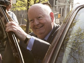 Mike Duffy leaves the Ottawa Courthouse after his trial adjourned for a few weeks Thursday May 08, 2014.
