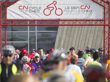 Nearly 1000 participance took part in the 70km CN Cycle for CHEO race in Ottawa, May 3, 2015.