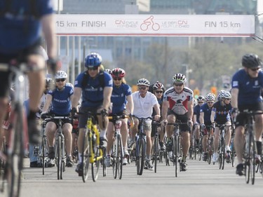 Nearly 1000 participance took part in the 70km CN Cycle for CHEO race in Ottawa, May 3, 2015.