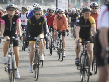 Nearly 1000 participance took part in the 70km CN Cycle for CHEO race in Ottawa, May 3, 2015.