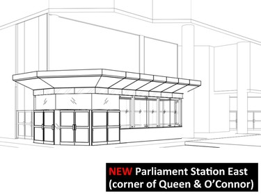 New Parliament Station East (corner of Queen & O'Connor streets).