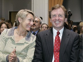 OTTAWA--06/04/08--Allan Rock  with his wife Debby Hanscom and Marc Jolicoeur Chair of the Board of governors , University of Ottawa . Allan Rock at a press conference at Tabaret Hall announcing his appointment as new President of the University of Ottawa. Photo by John Major, The Ottawa Citizen / CanWest News Service (for CITY story by PAULINE TAM) NEG# 90298