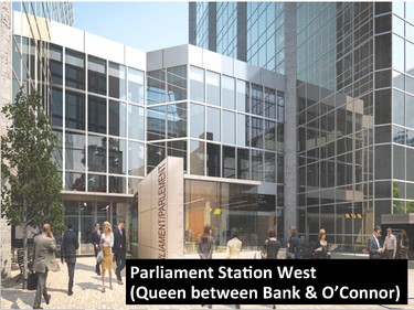Parliament Station West (Queen Street between Bank & O'Connor streets).