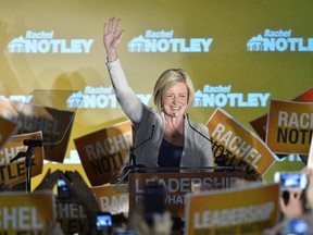 Alberta NDP leader Rachel Notley speaks on stage after being elected Alberta's new Premier in Edmonton on Tuesday, May 5, 2015.