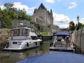 Ottawa--OTT0705-RIDEAUCRUISE--Rideau River (Canal) from Hull Marina (Ottawa) to Rideau Lakes--Rideau Canal celebrates 175 anniversary in 2007--United Nations to name canal Historical Site--boats in the Ottawa Locks (Matrica and Navitrek)--for Ron Corbett NATIONAL story. Photo by PAT MCGRATH --THE OTTAWA CITIZEN. ASSIGNMENT NUMBER 00000 
78212