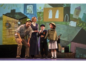 Sebastien Melbourne, left, Samantha LeClair, Lauren Jane Hudson and David Corrigan perform in OYP Theatre School's production of Mary Poppins at the Shenkman Arts Centre.