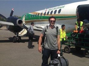 Phil Sheppard after his flight to Katmandhu from Pokhara on May 3. The 26-year-physiotherapist grew up in Pembroke.