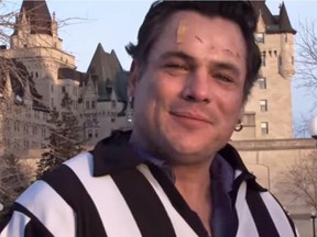 Suspended Senator Patrick Brazeau appears in a promotional video for Great North Wrestling's May 30 bout. Brazeau will be a guest referee.