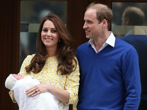 Catherine, Duchess of Cambridge and Prince William, Duke of Cambridge depart the Lindo Wing with their newborn daughter at St Mary's Hospital on May 2, 2015 in London, England. The Duchess was safely delivered of a daughter at 8:34am this morning, weighing 8lbs 3 oz who will be fourth in line to the throne.