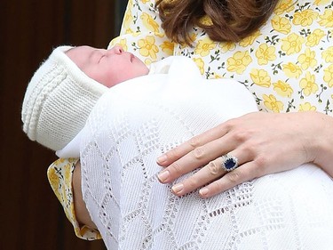 Catherine, Duchess of Cambridge and Prince William, Duke of Cambridge depart the Lindo Wing with their newborn daughter at St Mary's Hospital on May 2, 2015 in London, England. The Duchess was safely delivered of a daughter at 8:34am this morning, weighing 8lbs 3 oz who will be fourth in line to the throne.