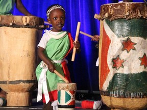 Two-year-old Donavan-Ivan Barwa performed with the Loyal Kigabiro drummers at the Reach Canada cabaret evening held at the St. Elias Centre on Wednesday, May 20, 2015.