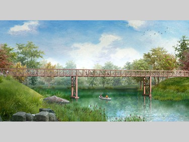 A footbridge will connect the homes on either side of Clarence Creek.