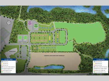 Site plan of the first phase, called Village 1, of Clarence Crossing. It will include bungalow singles and towns and low-rise condos.